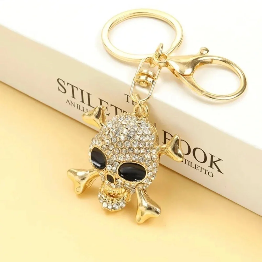 Skull and Crossbones ☠️ Crystal Keychain/ Bag Charm